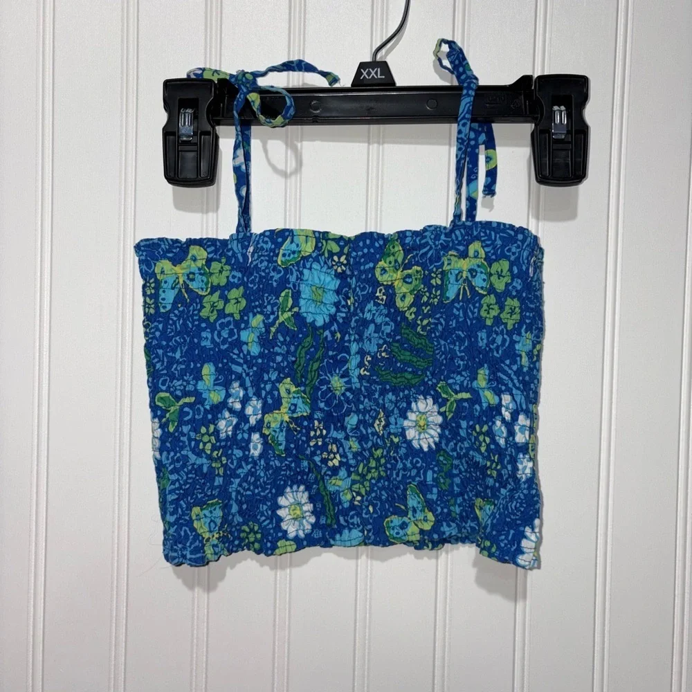 The Children’s Place Blue Floral Smocked Tube Top| Size 24 months